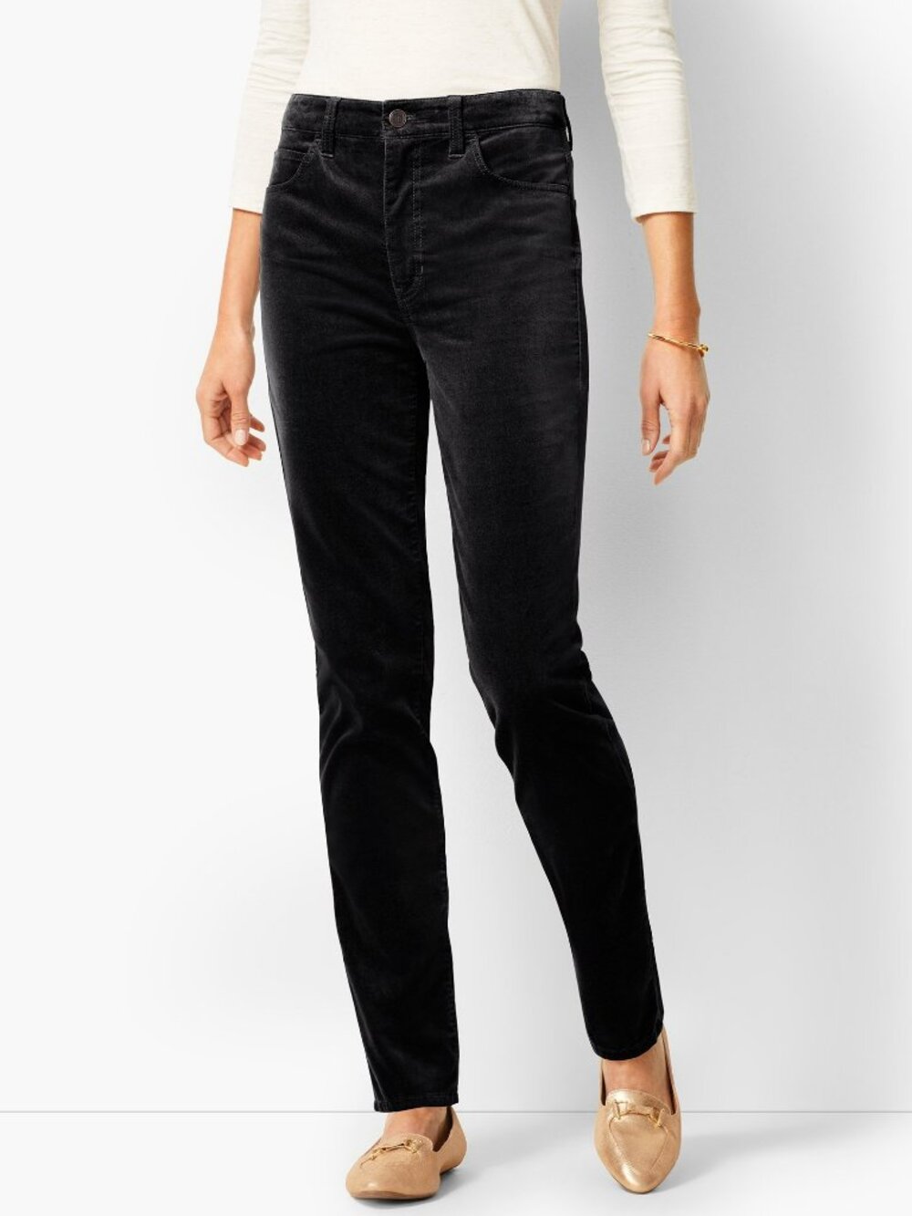 Talbots Size 2 Black Velveteen Straight Leg Pant